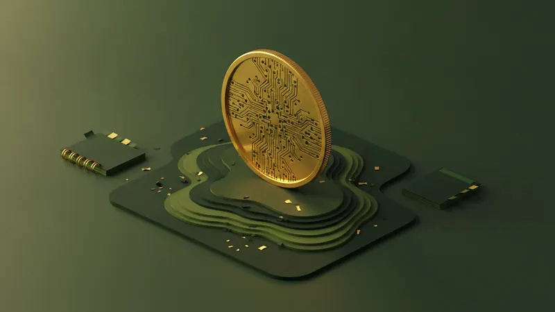 Devre çizgili, dik duran büyük altın para: kripto yatırım bonusu