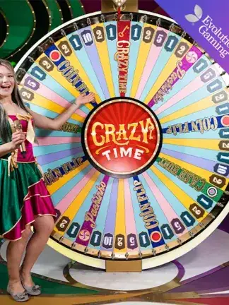 Crazy Time canlı oyununun kapak görseli, renkli büyük çark