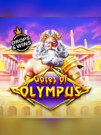 Gates of Olympus slotunun kapak görseli, yıldırım tutan Zeus