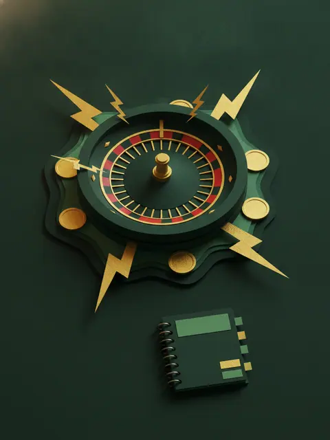 Altın yıldırımlarla çevrili rulet çarkı: Lightning Roulette canlı oyunu için görsel
