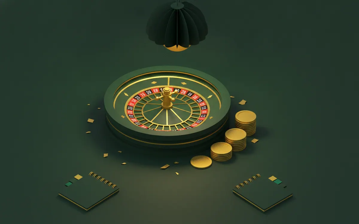 Stüdyo lambalı rulet çarkı ve fiş yığınları: canlı casino masası