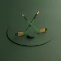 Çapraz iki hokey sopası ve puk: buz hokeyi simgesi